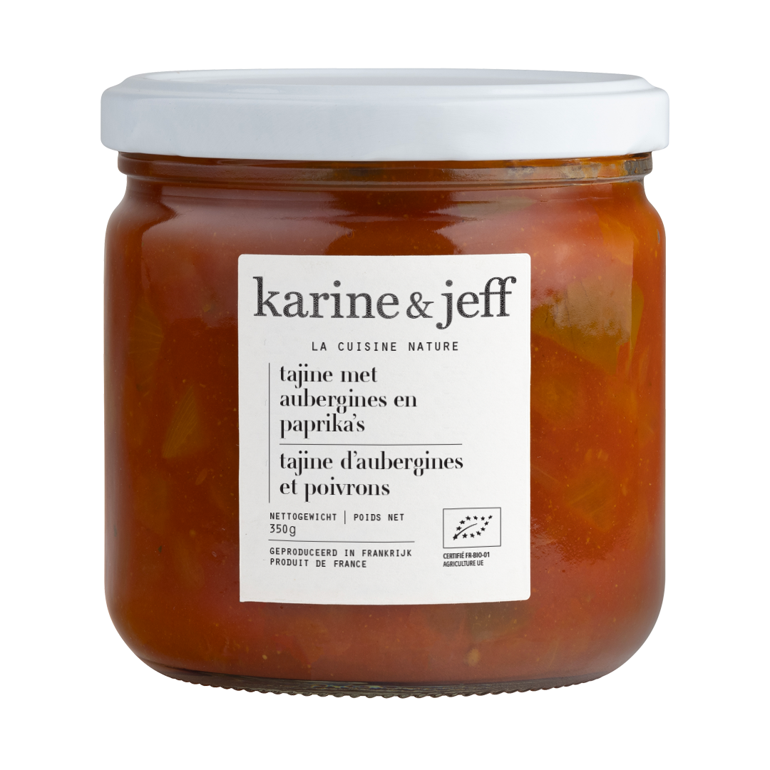 Karine & Jeff Tajine met aubergines en paprika's bio 350g